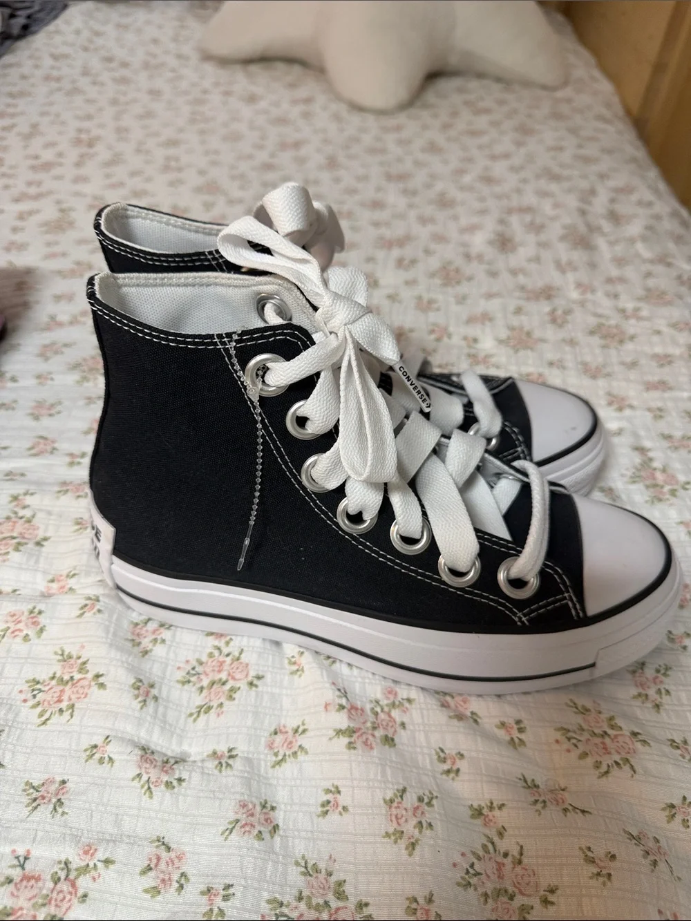 Converse Kids Black High-Top Canvas Sneakers with White Laces
